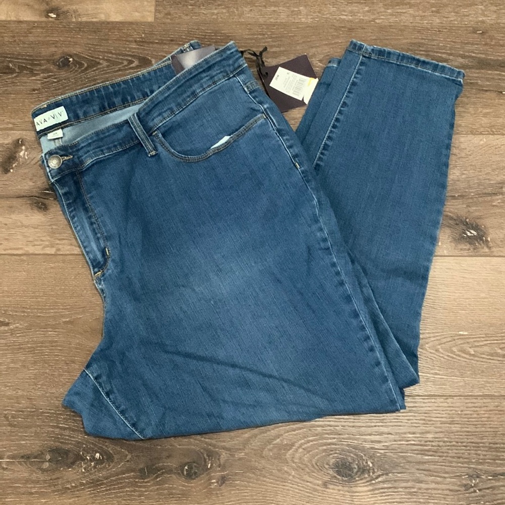 Size 26 W Women's Skinny Stretch Jeans - Ava & Viv - Medium Wash, Regular Length